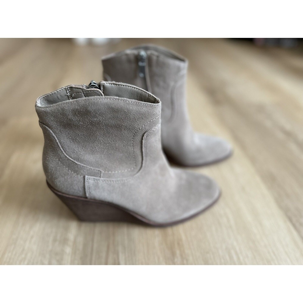 Lucky Brand‎ Womens Chinchilla Oiled Suede Wedge Ankle Boots Size 7.5
